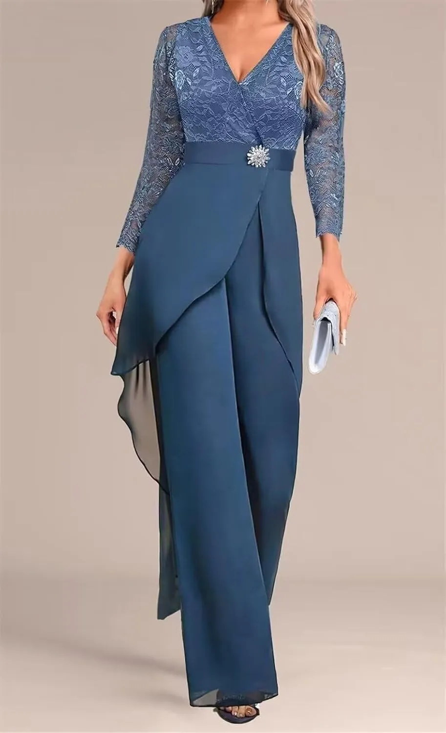 2 Pieces Mother of The Bride Pant Suits for Wedding Formal Outfit Women's Jumpsuit