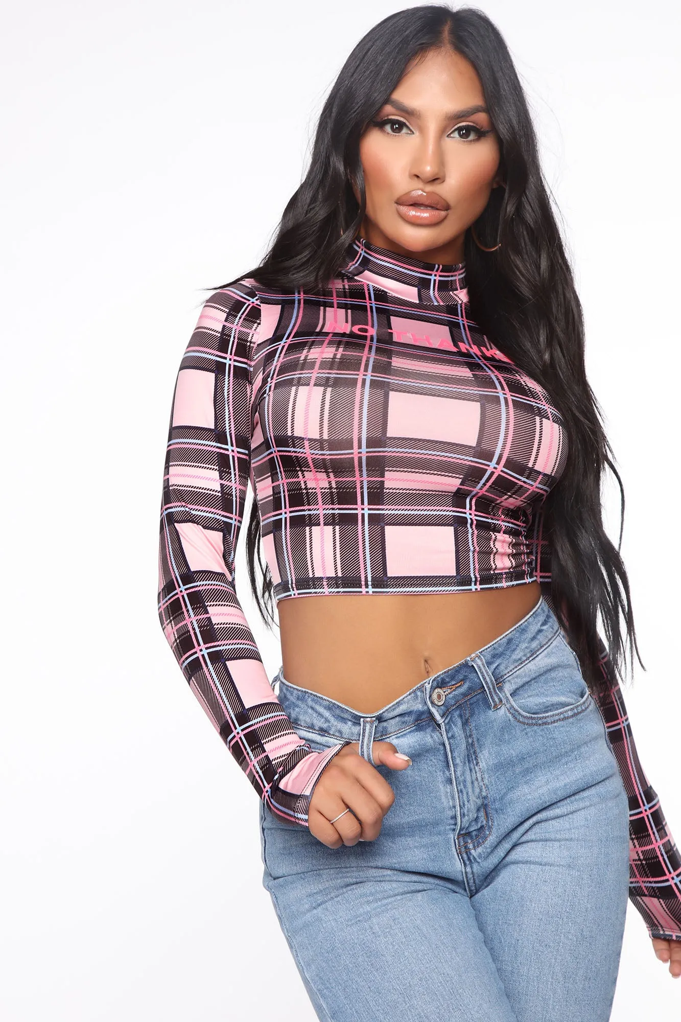 A No No Plaid Top - Pink/combo