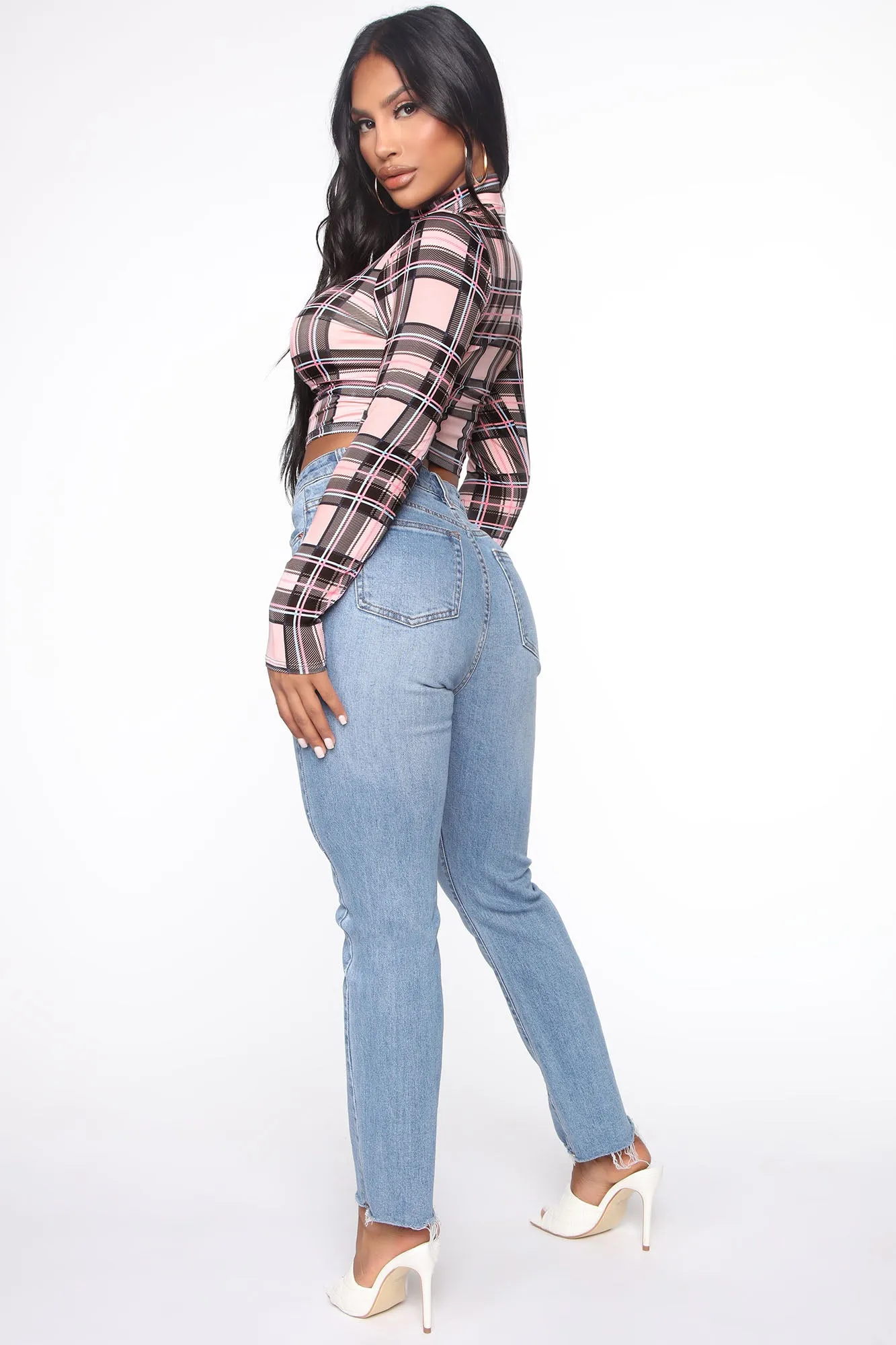 A No No Plaid Top - Pink/combo