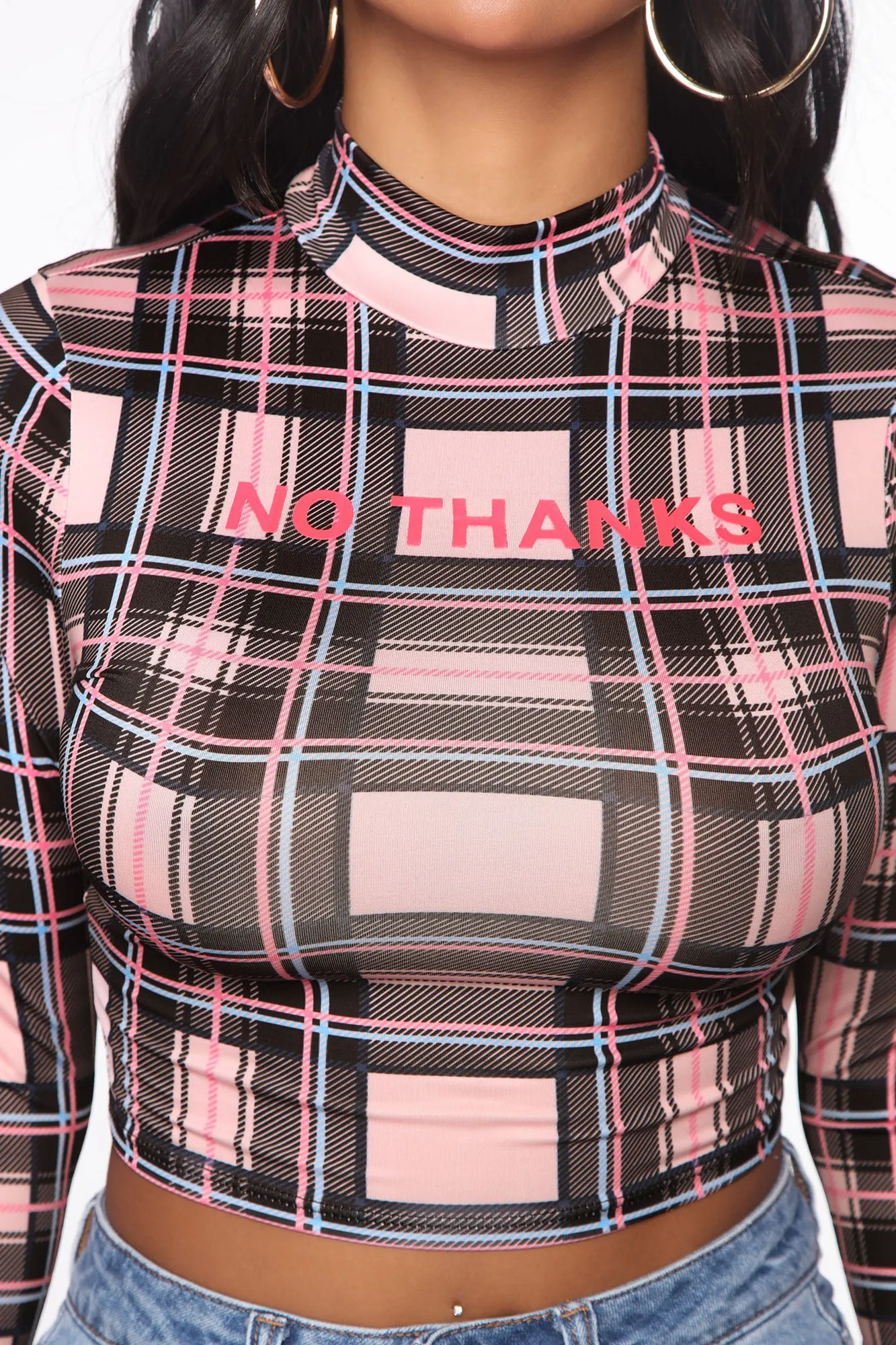 A No No Plaid Top - Pink/combo