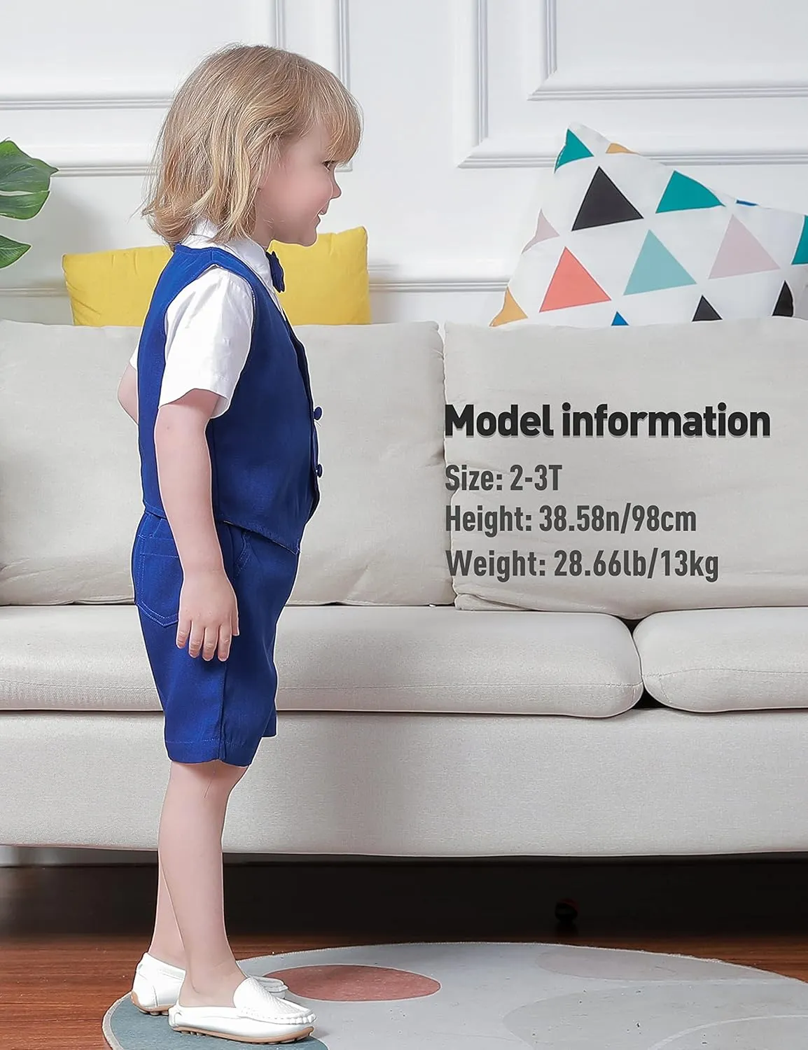 A&J DESIGN Toddler Suit, Gentleman Outfit for boys, 3pcs Clothes Set Shirt & Vest & Shorts with Bowtie
