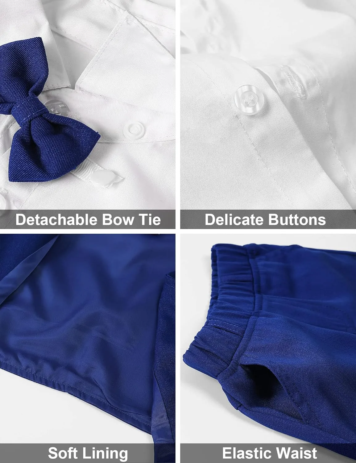 A&J DESIGN Toddler Suit, Gentleman Outfit for boys, 3pcs Clothes Set Shirt & Vest & Shorts with Bowtie
