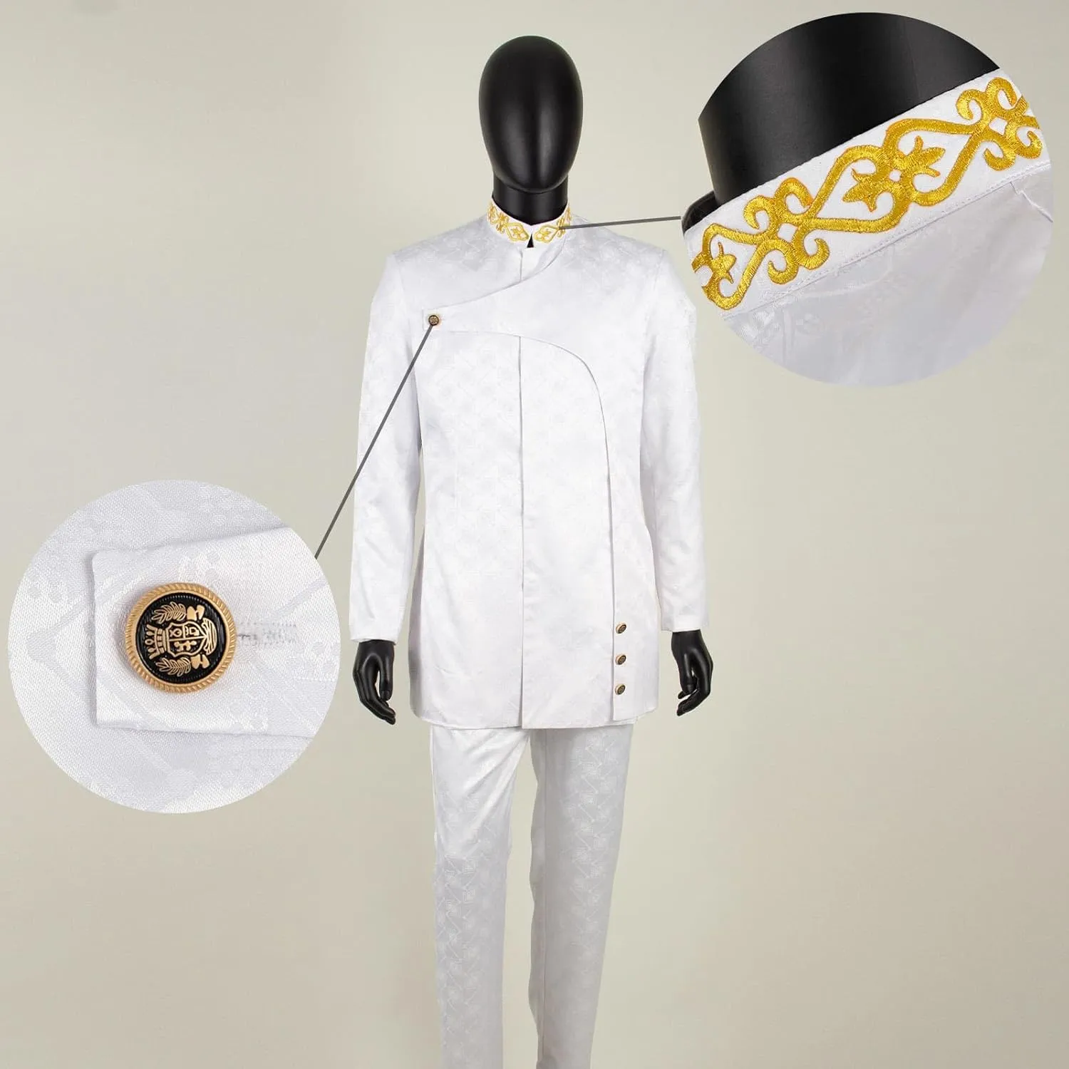 African Suits for Men Slim Fit Formal Blazer Pants 2 Piece Set Designed Wedding Dashiki Outfits