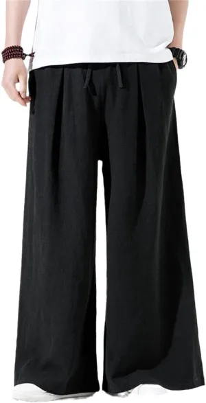 Alloaone Men's Solid Color Harem Pants Harajuku Loose Ankle-Length Trousers Streetwear Pants