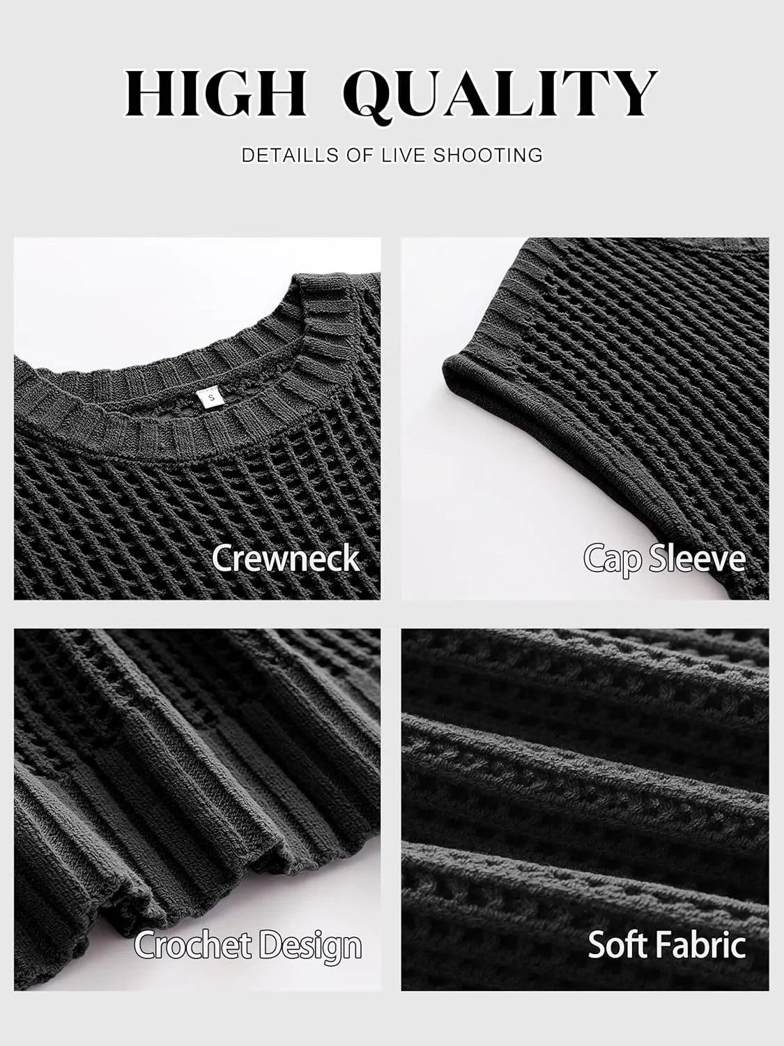 ANRABESS Womens Summer Crochet Sweater Tops Casual Cap Short Sleeve Hollow Out Mesh Knit Beach Cover Up Shirts 2025 Spring