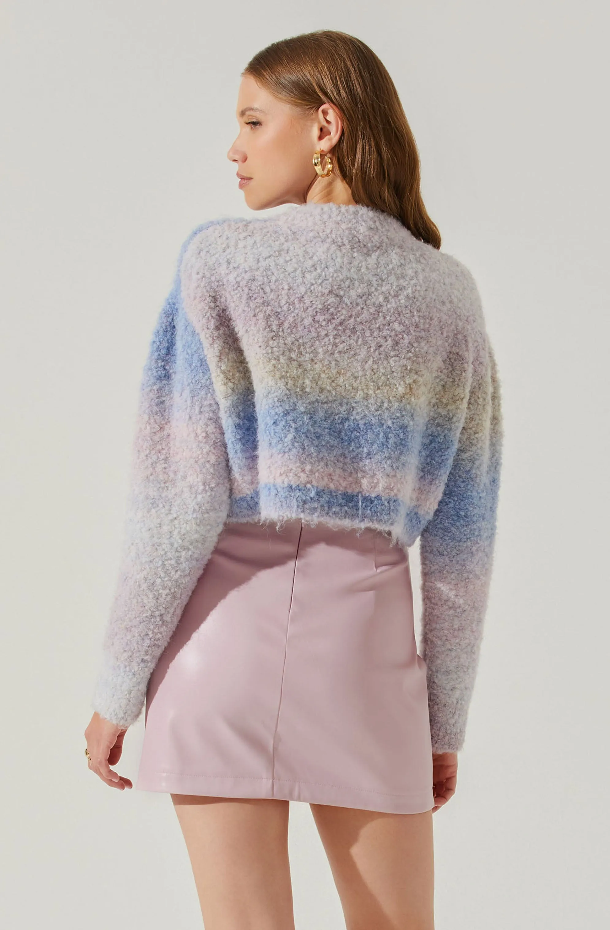 ASTR The Label Alita Cropped Ombre Sweater in Blue Ombre