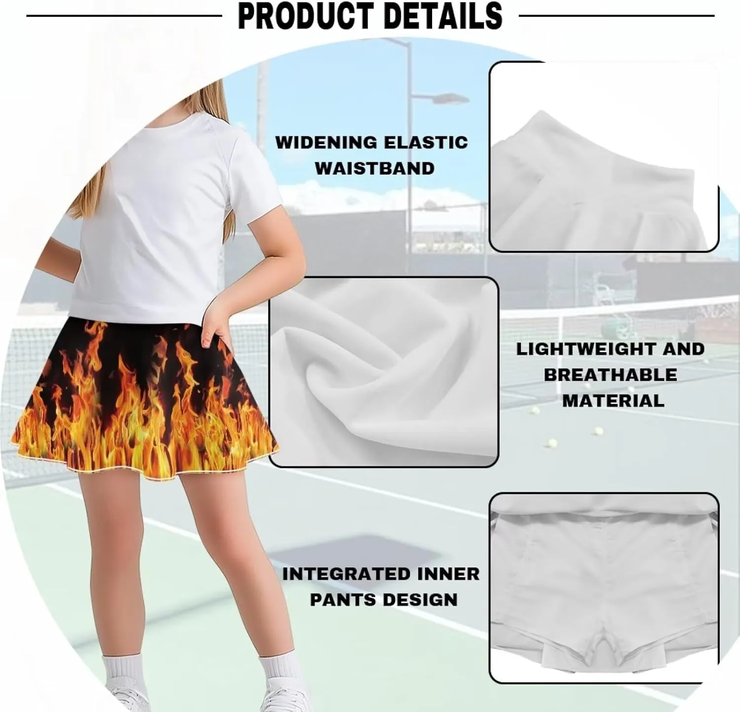 Athletic Skort for Girls 5-14 Flowy Skort with Pocket Summer Sports Skirt Yoga Dance Tennis