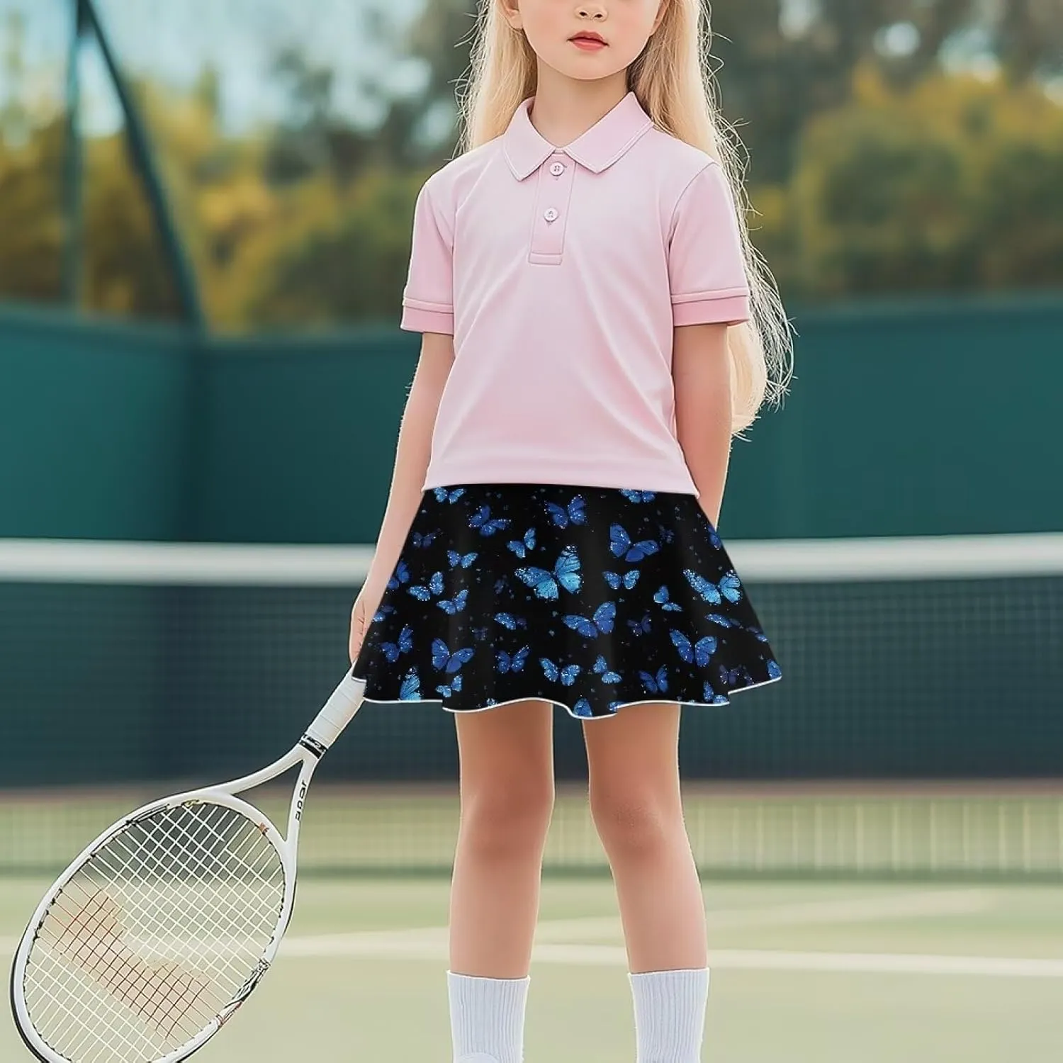 Athletic Skort for Girls 5-14 Flowy Skort with Pocket Summer Sports Skirt Yoga Dance Tennis