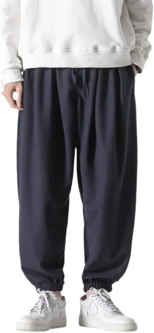 Autumn Men Waffle Harem Pants Drawstring Chinese Style Trousers Male Streetwear Hip Hop Oversized s2 S