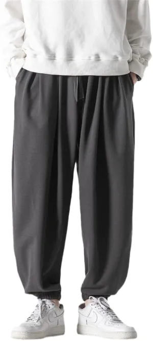Autumn Men Waffle Harem Pants Drawstring Chinese Style Trousers Male Streetwear Hip Hop Oversized s3 XL