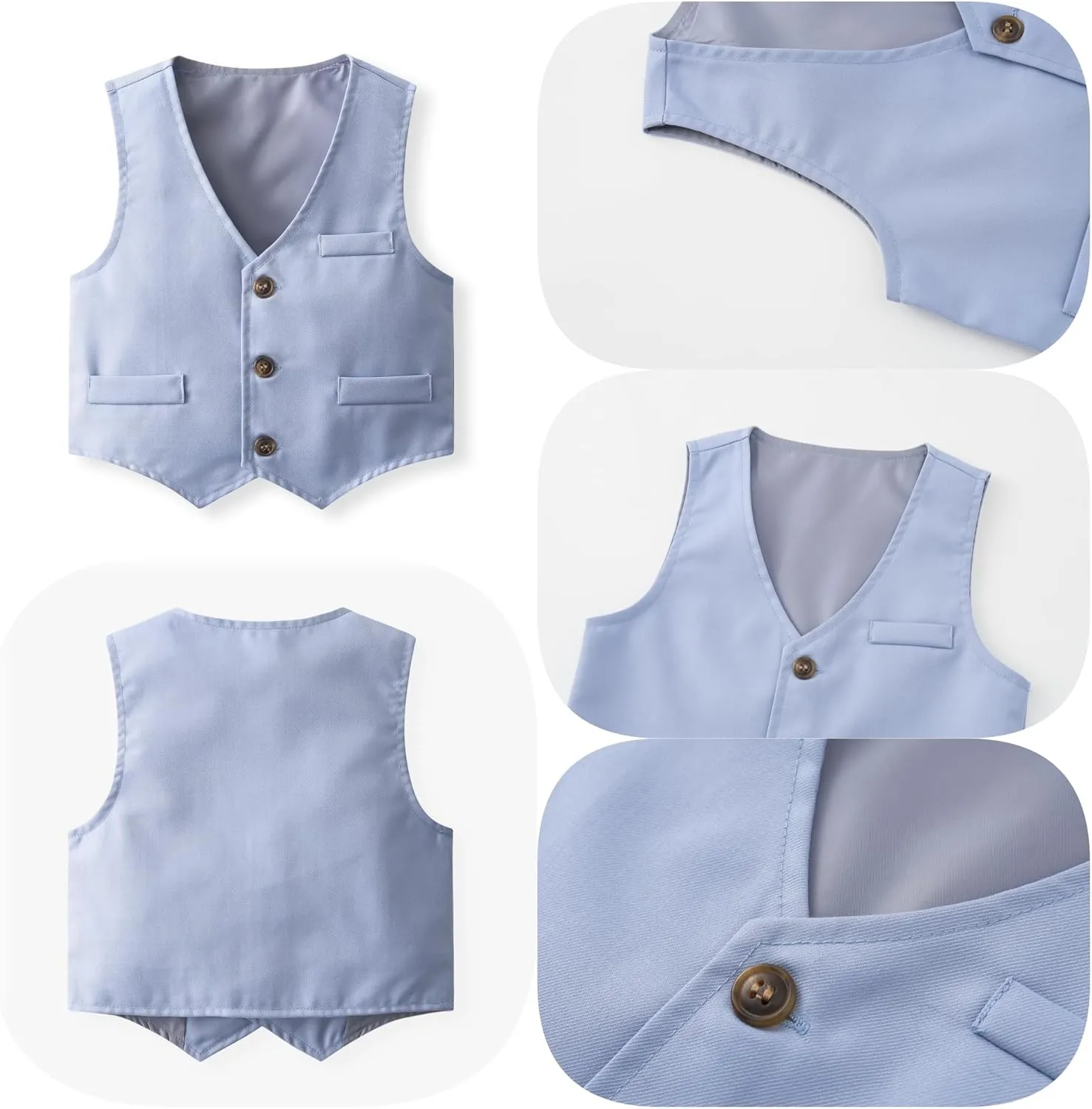 Baby Boys' 4-Piece Set with Dress Shirt, Vest, Pants, and Tie