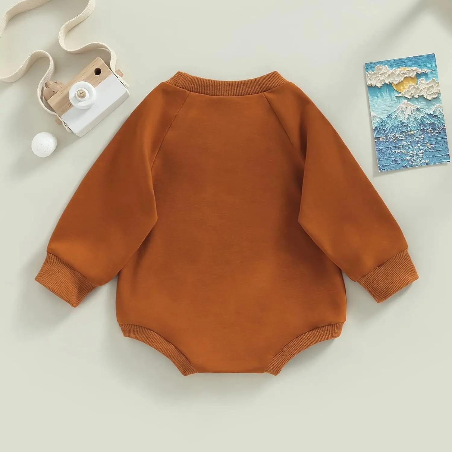 Baby Girl Boy Solid Sweatshirt Bubble Romper Crewneck Bodysuit Pullover Tops Oversized Newborn Sweater Romper Outfit