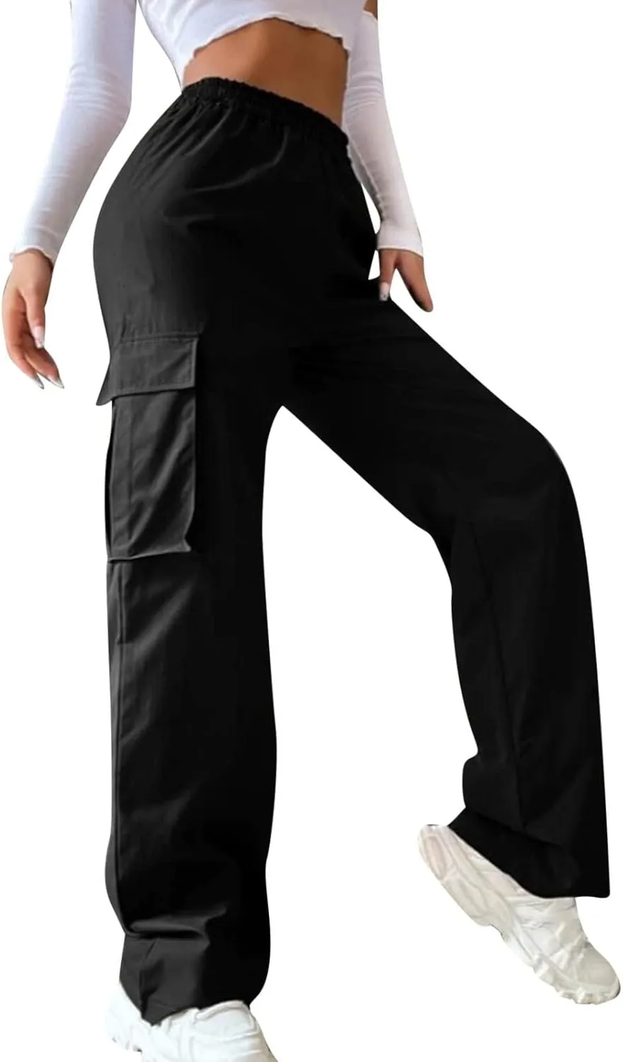 Baggy Cargo Pants Women Y2K High Waist Pants for Women Loose Jogger Hip Hop Sweatpants Casual Trousers with Pockets