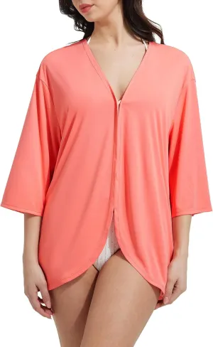 baleaf Women's Beach Cover Up UPF 50  2025 Lightweight Cardigan 3/4 Sleeve Sun Shirts SPF Sun Wrap with Pocket