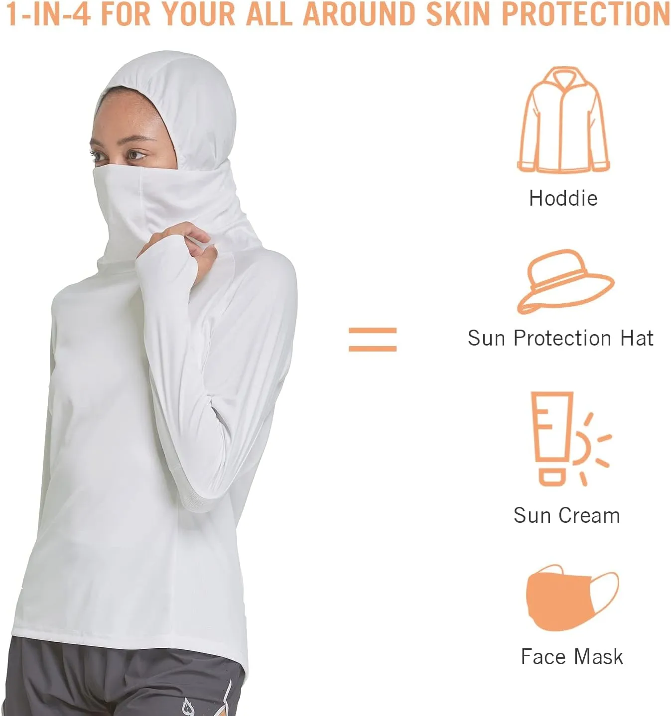 baleaf Women's Long Sleeve Rash Guard with Face Cover UPF 50  Swim Shirts Sun Hoddie Lightweight Quick Dry Hiking Tops