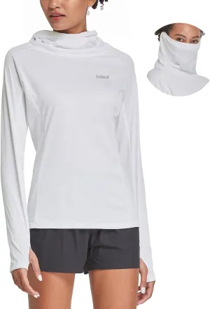 baleaf Women's Long Sleeve Rash Guard with Face Cover UPF 50  Swim Shirts Sun Hoddie Lightweight Quick Dry Hiking Tops