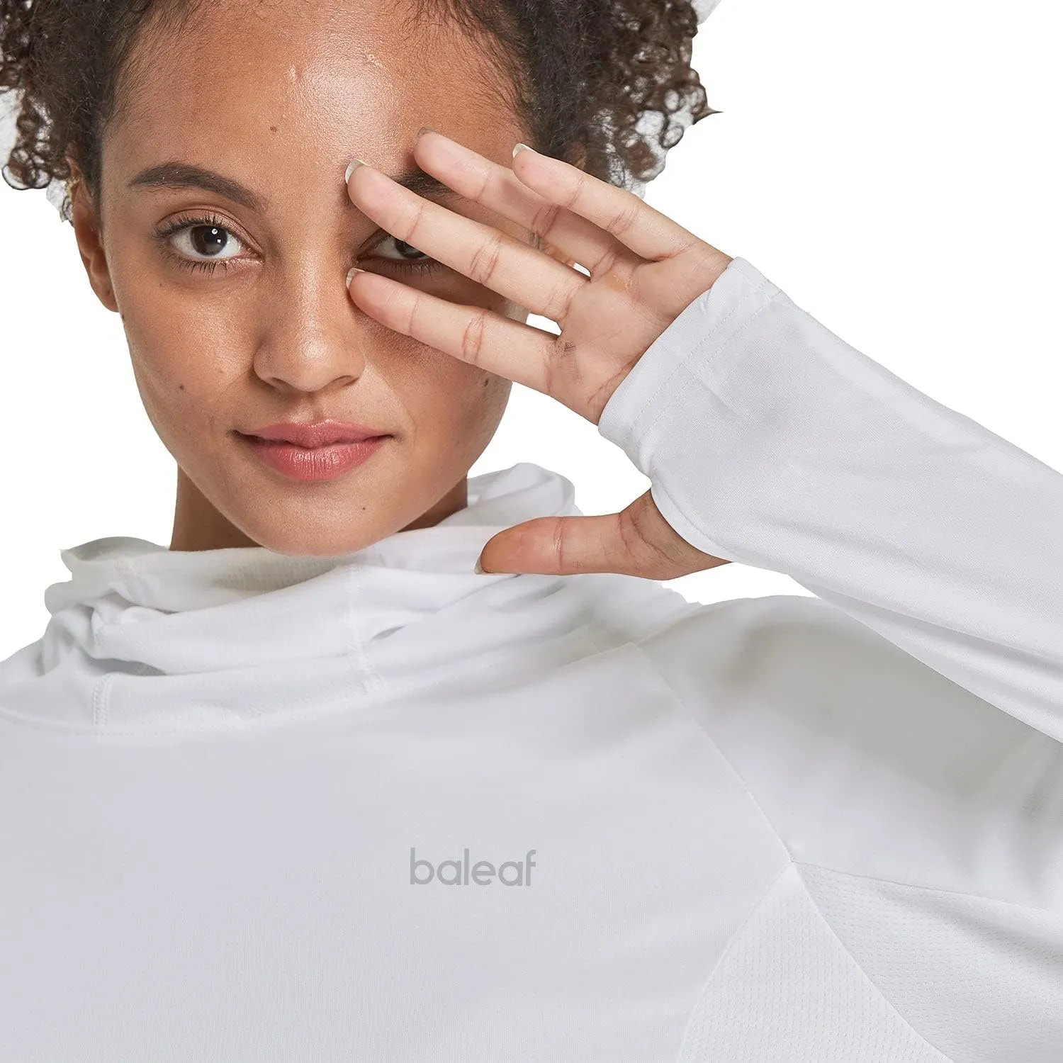 baleaf Women's Long Sleeve Rash Guard with Face Cover UPF 50  Swim Shirts Sun Hoddie Lightweight Quick Dry Hiking Tops