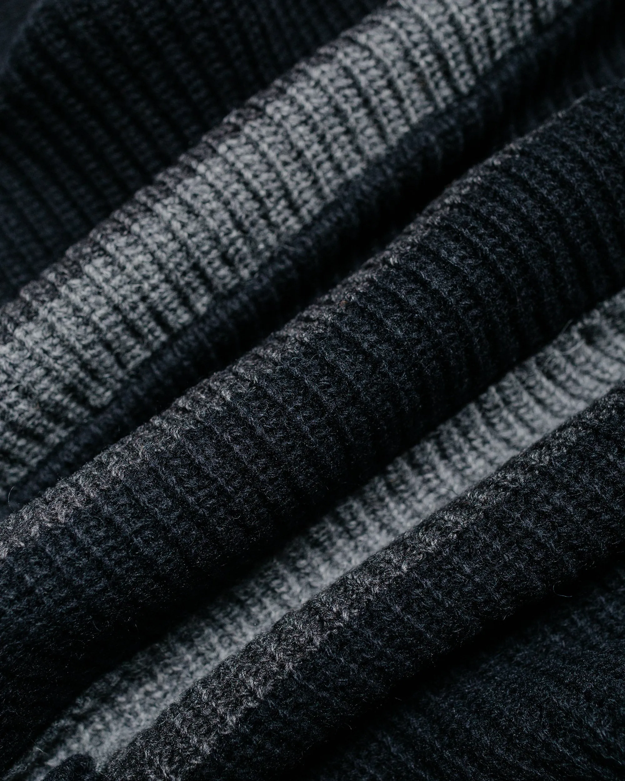 Beams Plus Full Zip Shawl Collar Knit Black