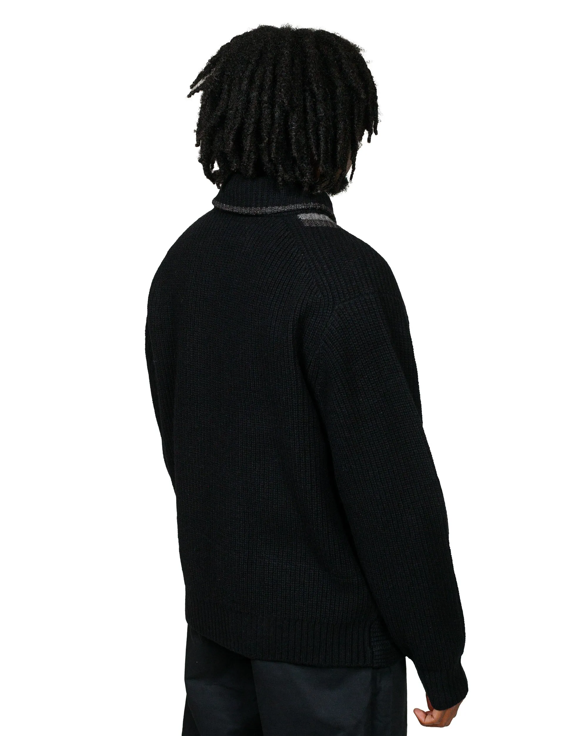 Beams Plus Full Zip Shawl Collar Knit Black