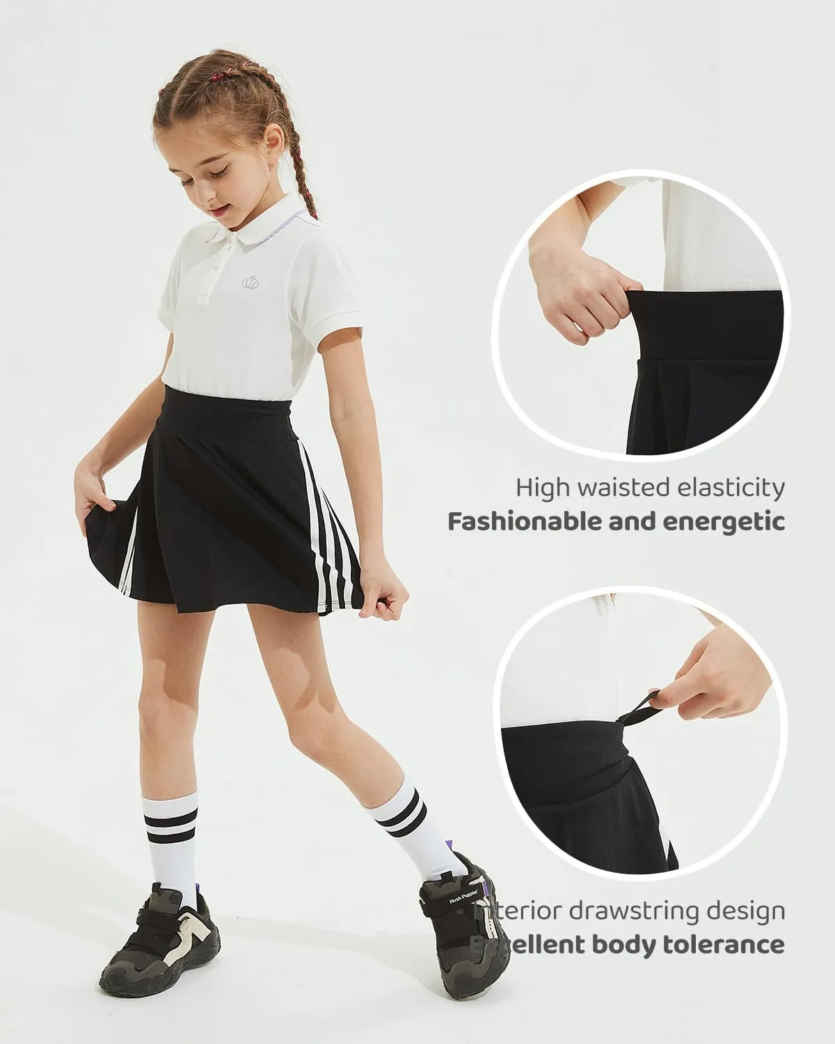 BebreezChic Girl's Tennis Skirt Athletic Pleated High Waisted Kid's Mini Skort Sport Uniform with Pockets Golf Running