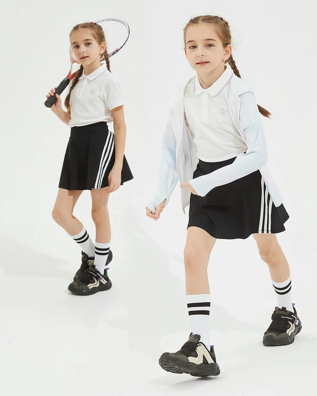 BebreezChic Girl's Tennis Skirt Athletic Pleated High Waisted Kid's Mini Skort Sport Uniform with Pockets Golf Running