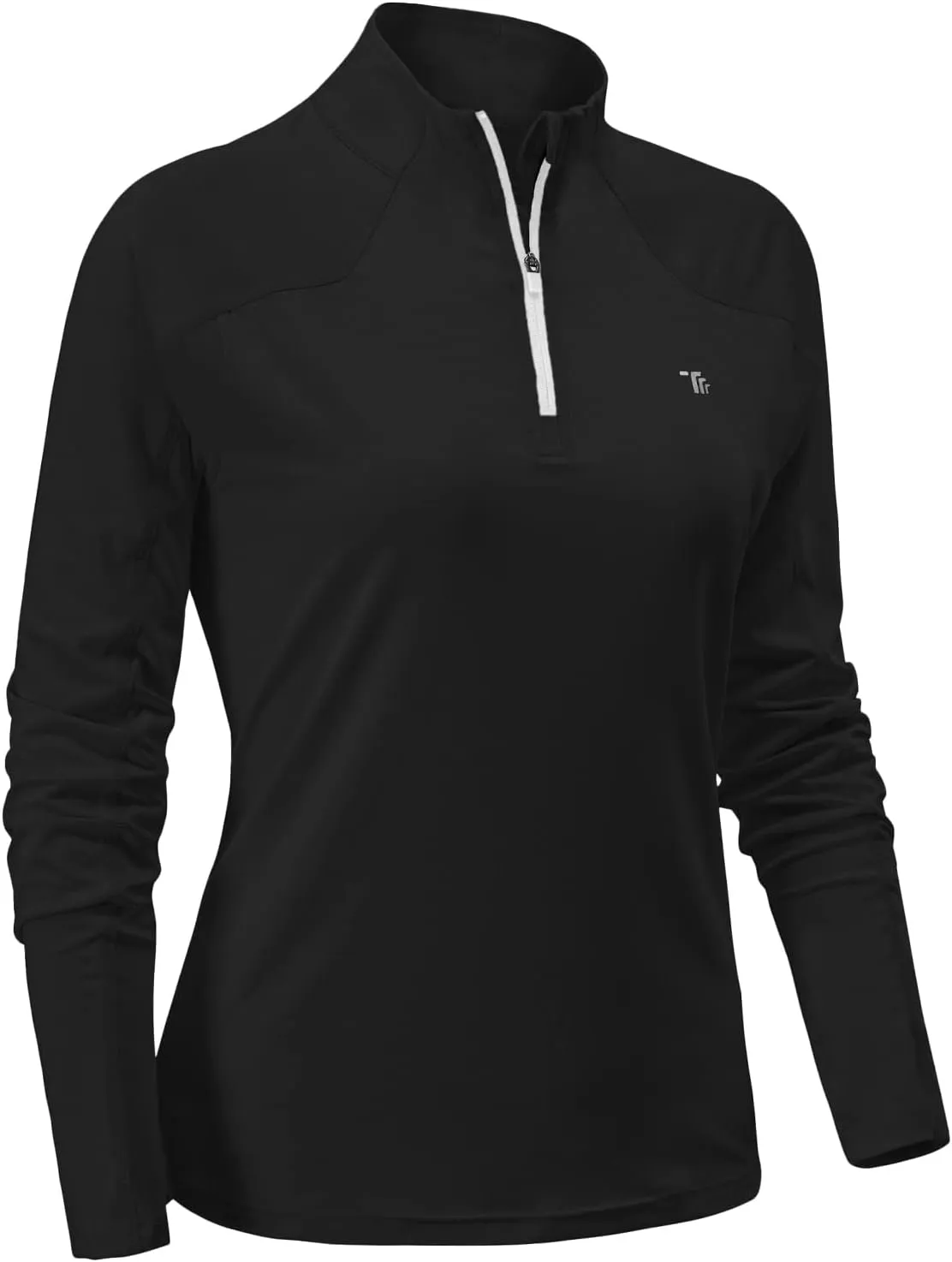BGOWATU Women's Long Sleeve Golf Polo Shirts Quarter Zip Pullover UPF 50 Sun Shirt for Women Dry Fit Running Tops