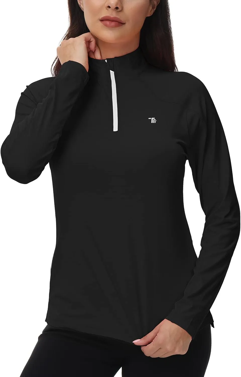 BGOWATU Women's Long Sleeve Golf Polo Shirts Quarter Zip Pullover UPF 50 Sun Shirt for Women Dry Fit Running Tops