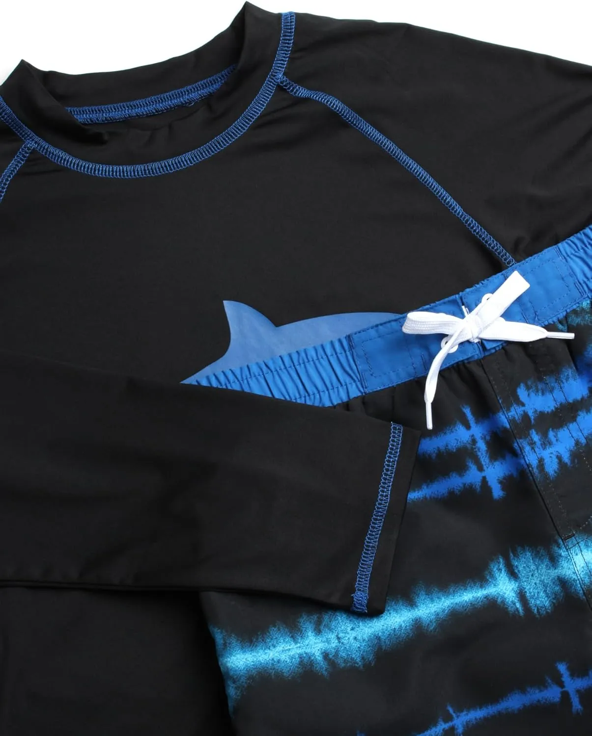 Big Chill Boys Rash Guard Set - 4 Piece UPF 50  Quick Dry Long Sleeve Swim Shirts and Trunks Set for Boys (Sizes: 4-14)