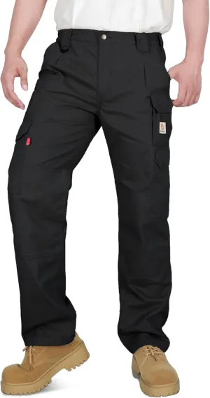 BOCOMAL FR Pants for Men Double Front Flame Resistant Cargo 10 Multi-Pockets Elastic Waist Work Pants