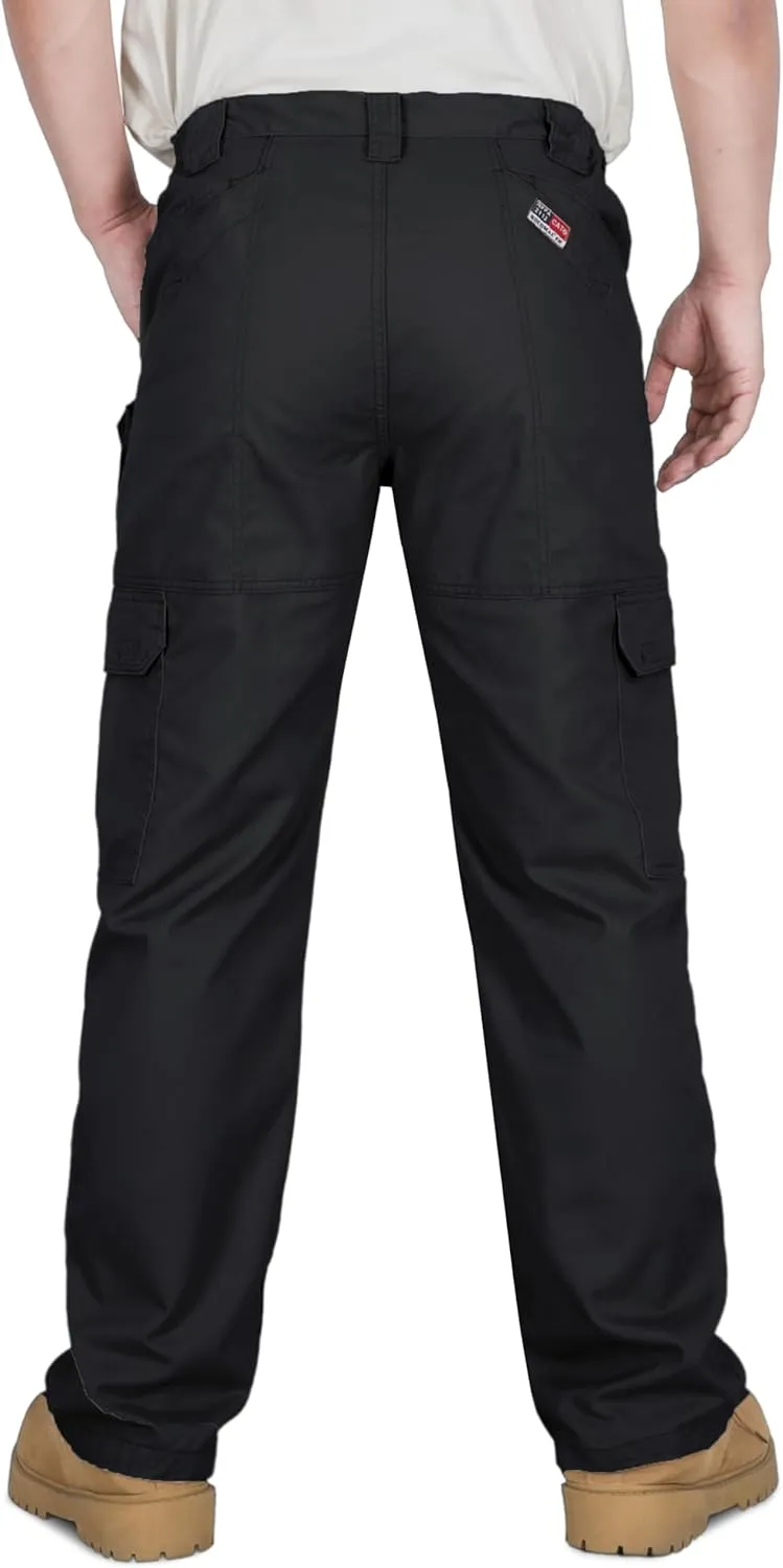 BOCOMAL FR Pants for Men Double Front Flame Resistant Cargo 10 Multi-Pockets Elastic Waist Work Pants