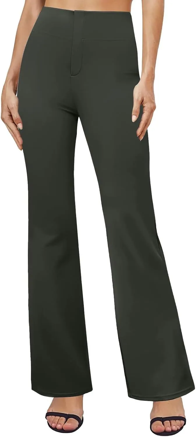 Bootcut Dress Pants for Women,High Waisted Straight Business Pant,Casual Work Trouser,Pull On Office Slacks with Pockets 2025