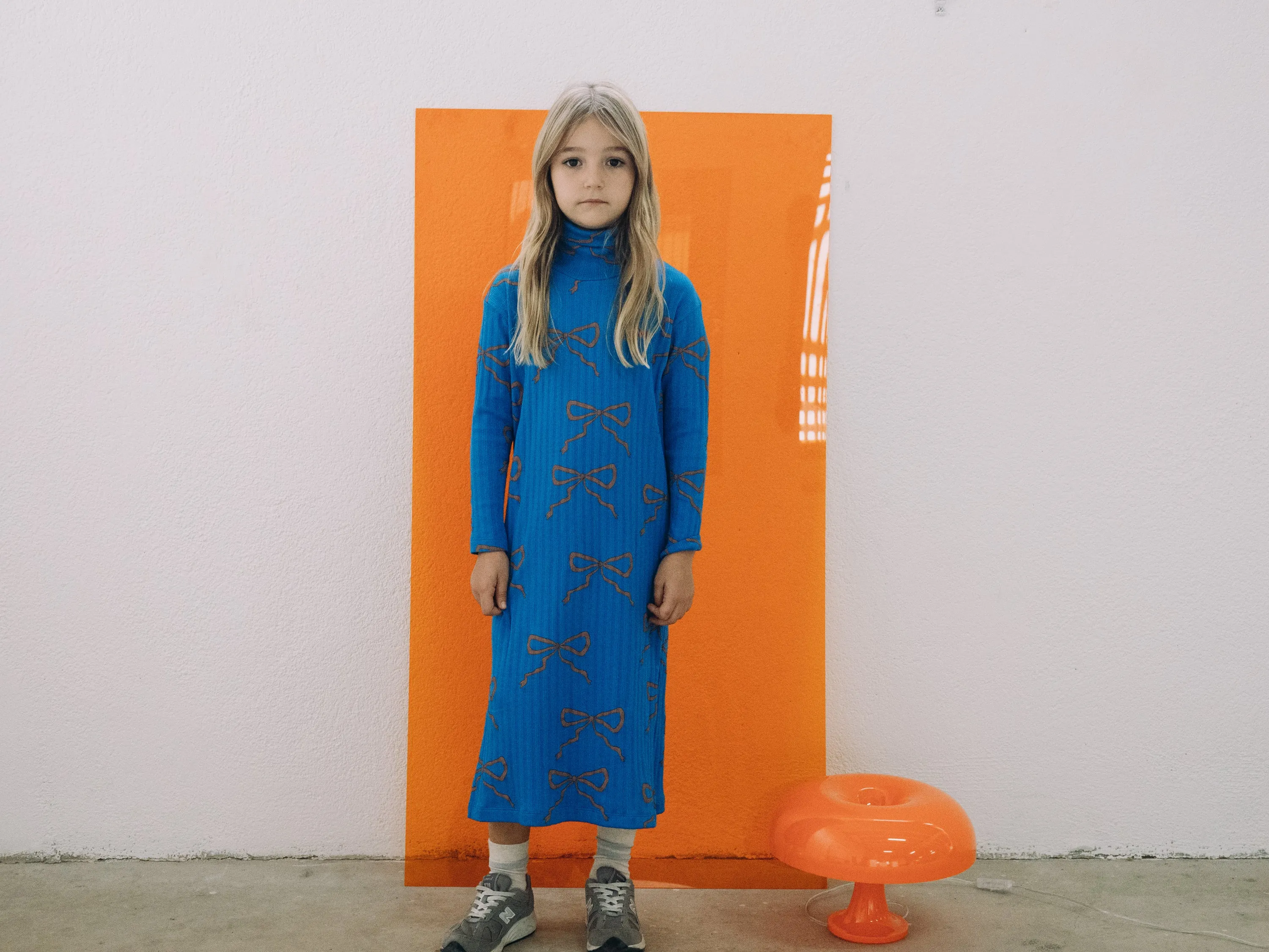 Bows Mockneck Dress in Blue