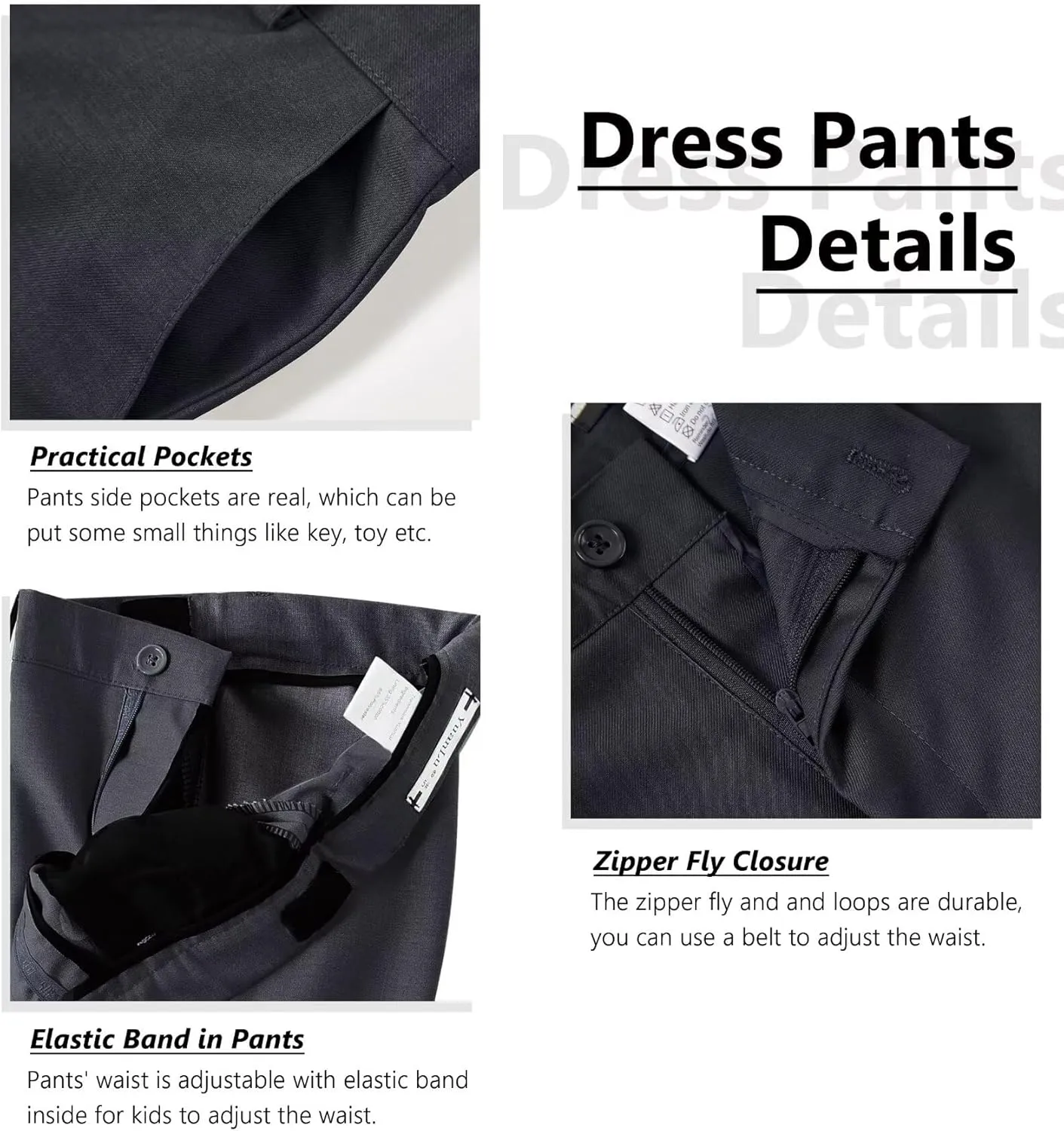 Boys Suit Formal Dress Pants Vest Suit Set for Boys Wedding Outfits with Dress Shirt Tie and Pocket Square