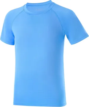 Boys' UPF 50  Rash Guard Short Sleeve, UV Sun Protection SPF Swim Shirts, Youth Kids Rashguard Water Shirt for Beach Surfing