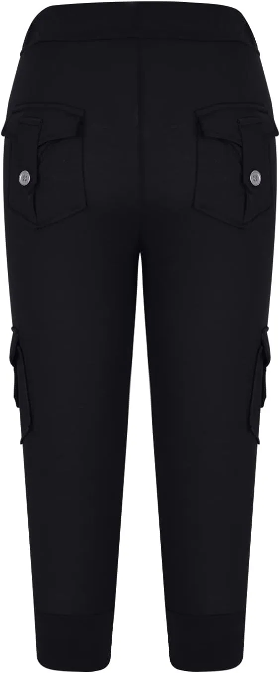 Capri Yoga Pants for Women Casual 2024 Summer Drawstring Elastic High Waist Pant Stretchy Cropped Trouser