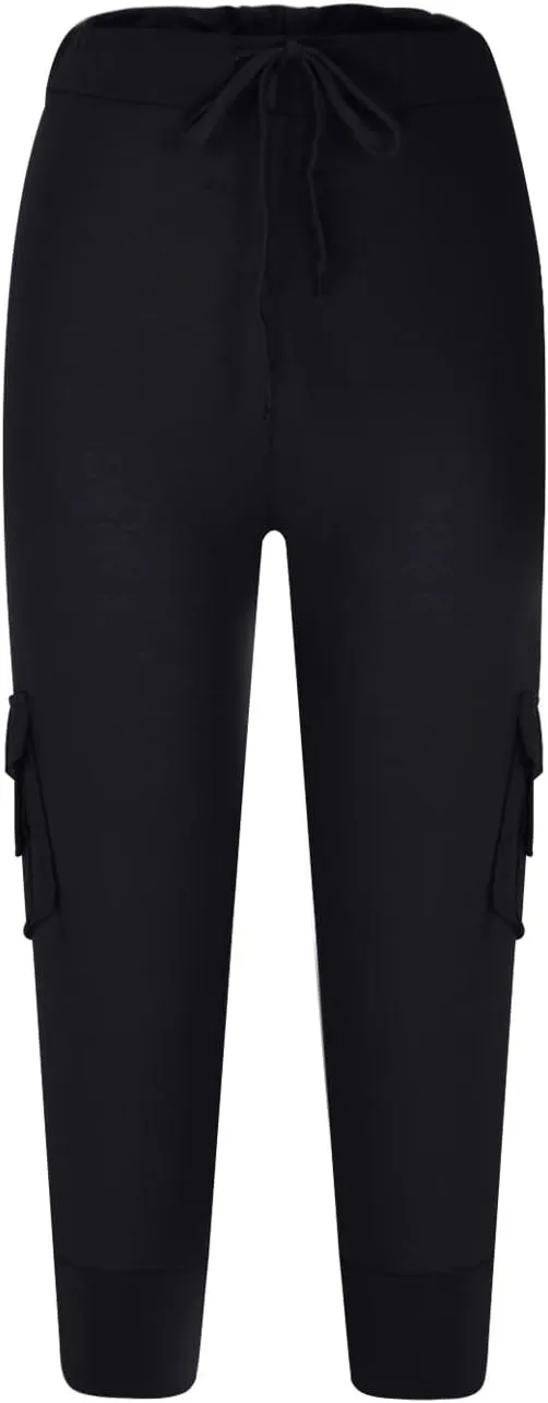 Capri Yoga Pants for Women Casual 2024 Summer Drawstring Elastic High Waist Pant Stretchy Cropped Trouser