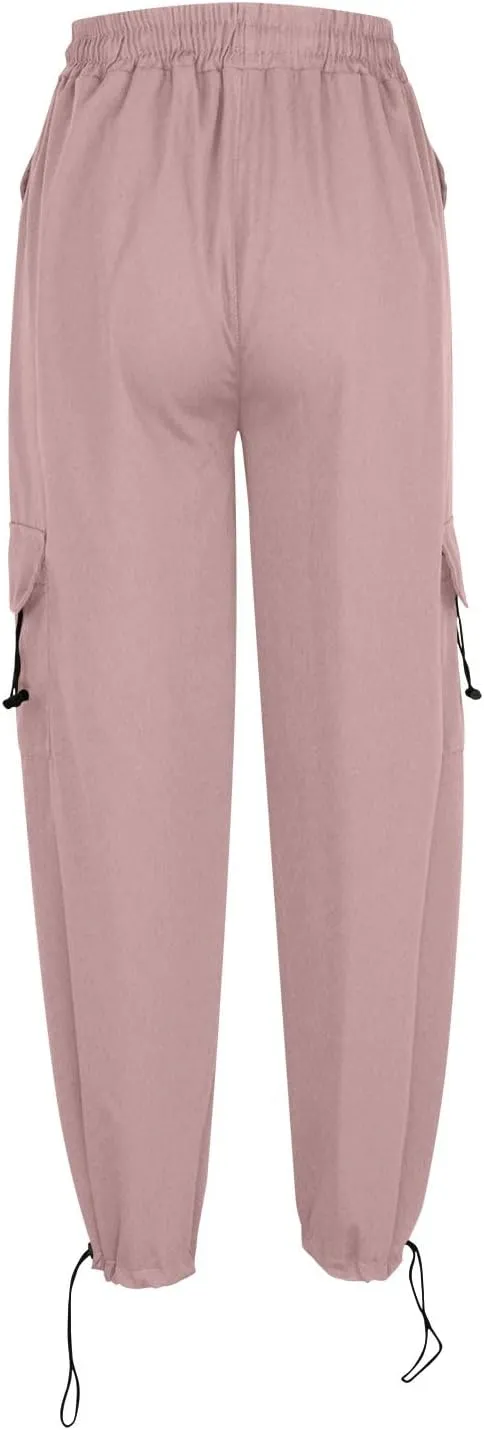 Cargo Pants Women Fashion Wide Leg Pants Parachute Elastic High Waist Baggy Casual Jogger Loose Teen Girls Y2K Trousers
