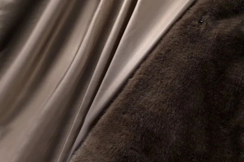Carmen Brown Luxe Faux Fur Long Coat  Elegant Outerwear