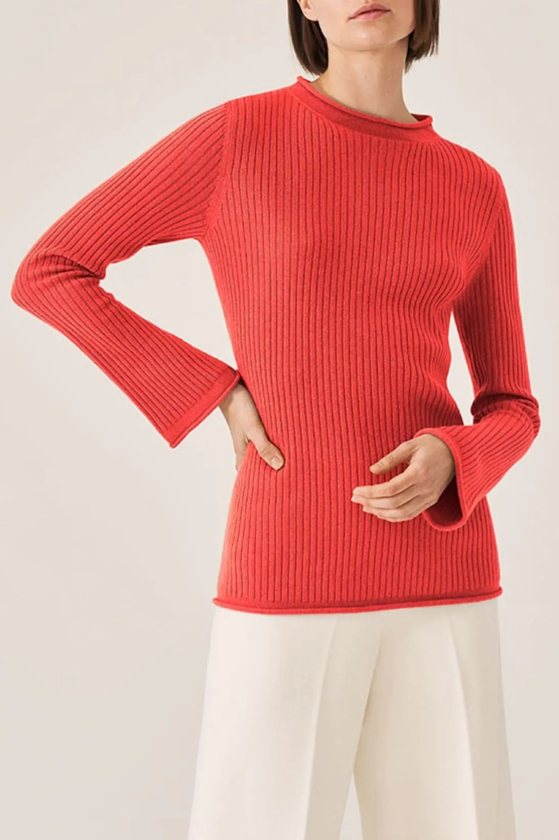 CASHMERE RIB MOCKNECK SWEATER