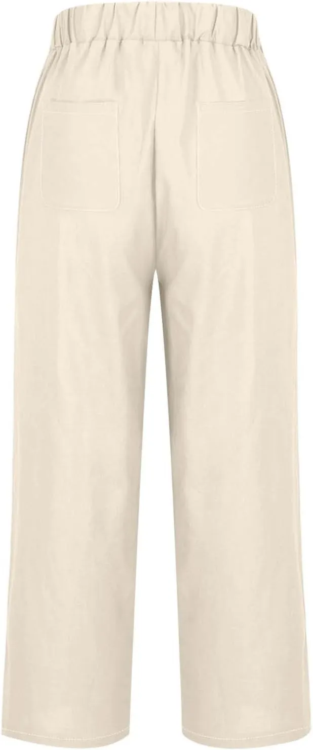 Casual Trousers Pants for Women 2025 Summer Wide Leg Sweatpants Loose Fit Baggy Cotton Linen Long Trousers