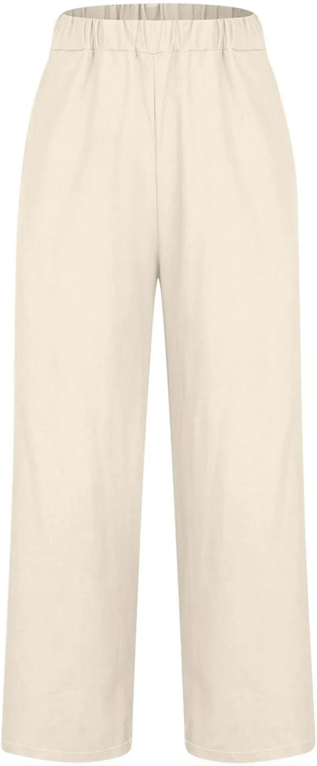 Casual Trousers Pants for Women 2025 Summer Wide Leg Sweatpants Loose Fit Baggy Cotton Linen Long Trousers