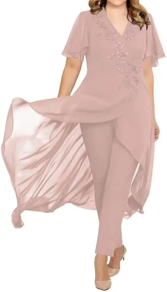 Chiffon Mother of The Bride Pant Suits for Wedding Guest Dresses Formal Outfit Womens Jumpsuit