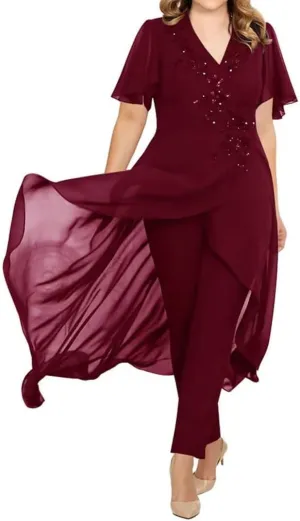 Chiffon Mother of The Bride Pant Suits for Wedding Guest Dresses Formal Outfit Womens Jumpsuit
