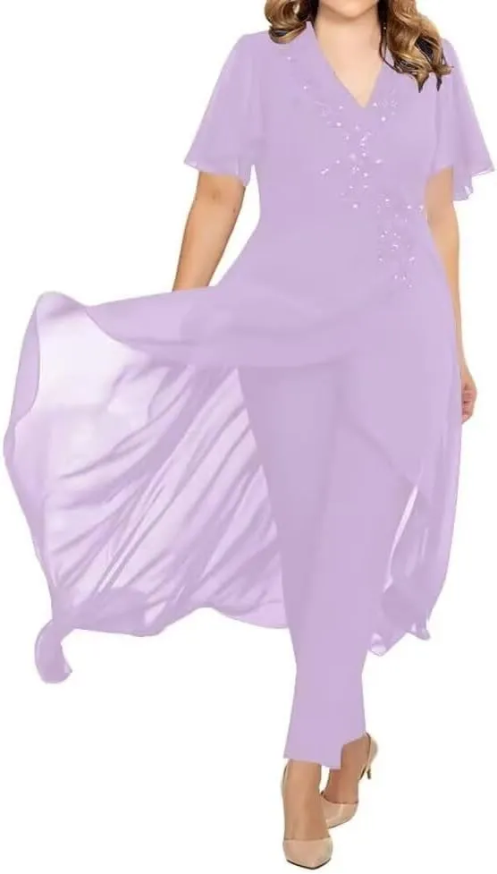 Chiffon Mother of The Bride Pant Suits for Wedding Guest Dresses Formal Outfit Womens Jumpsuit