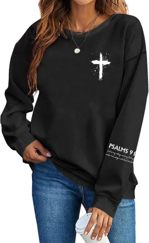 Christian Sweatshirts for Women Psalms 91 Sweatshirt Faith Bible Verse Long Sleeve Religious Graphic Pullover Tops