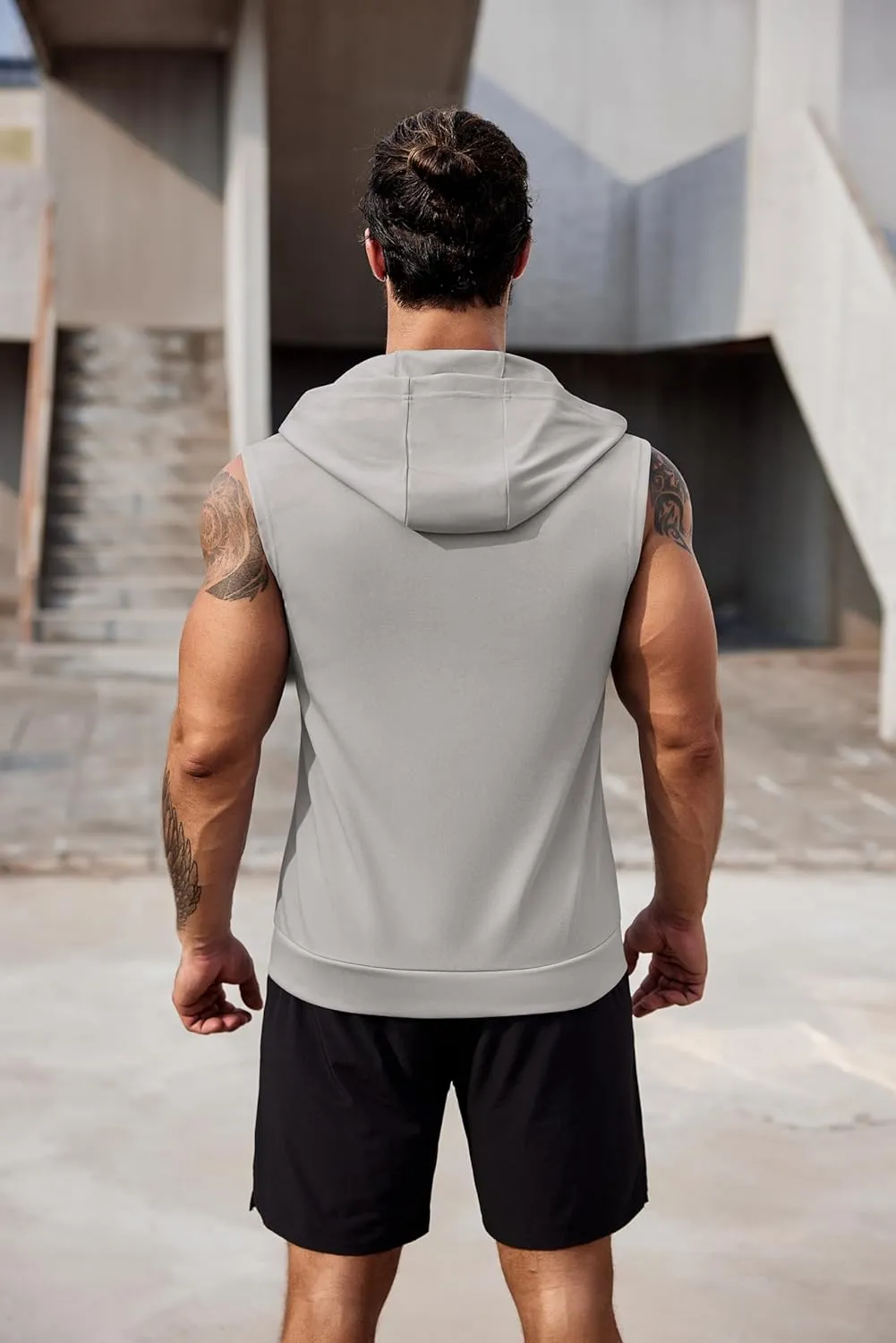 COOFANDY Men's Workout Hooded Tank Tops 2 Pack Zip Up Sleeveless Gym Shirts Muscle Cut Off T Shirt Bodybuilding Hoodies