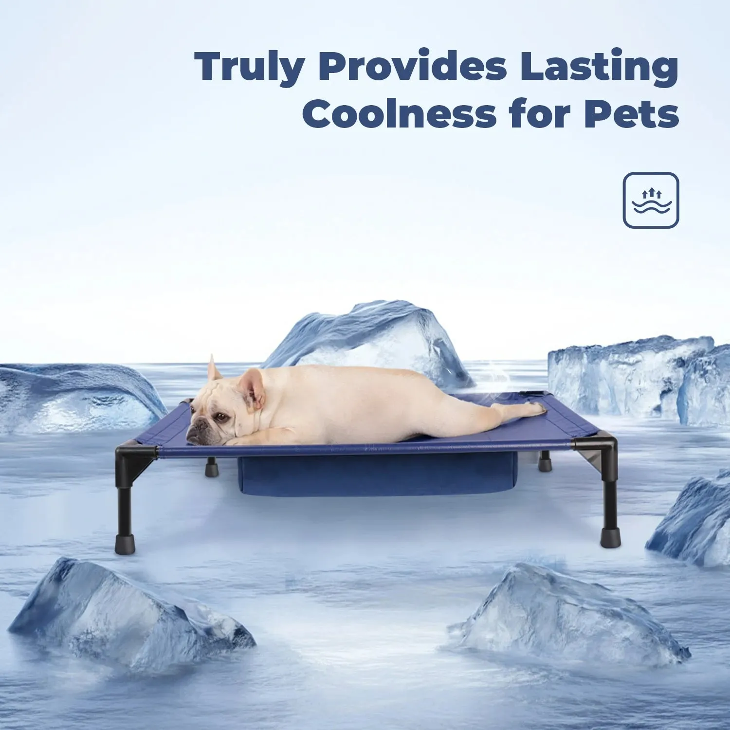 Cooling Elevated Dog Cot with Refillable Ice Pack