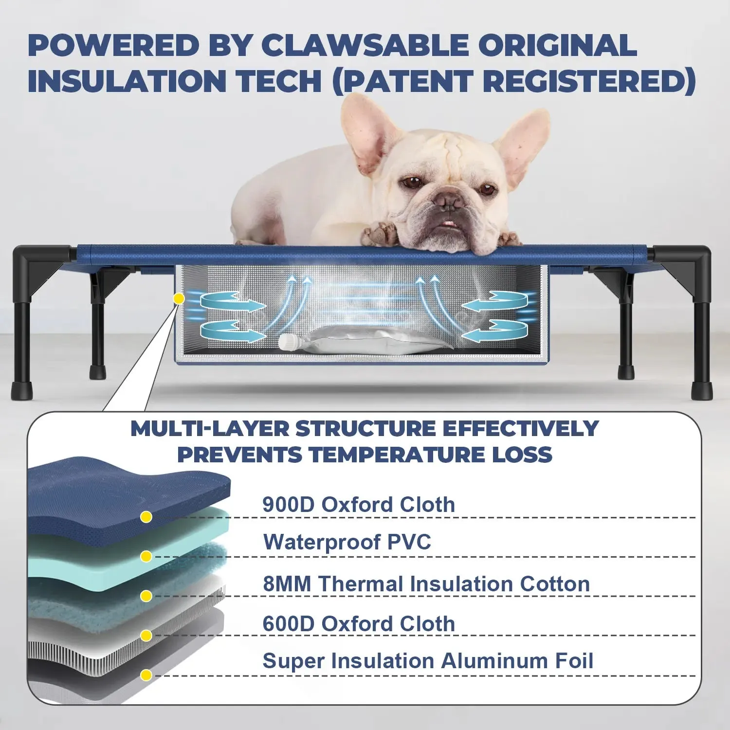 Cooling Elevated Dog Cot with Refillable Ice Pack
