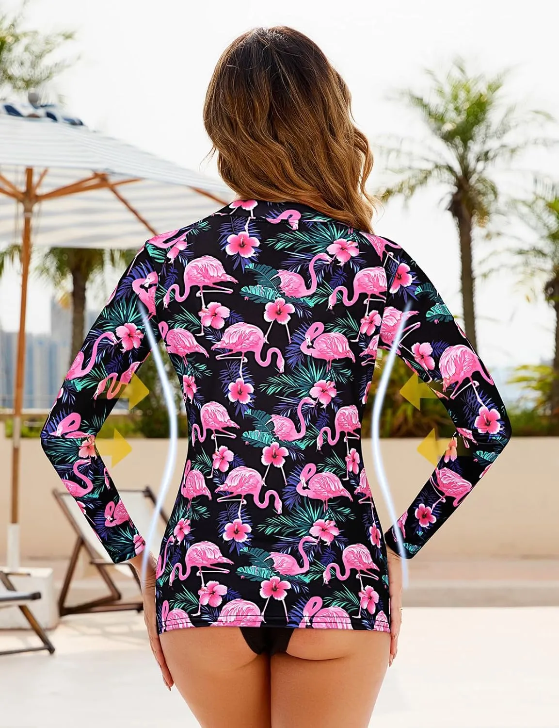 Cucuchy Style Womens 1/4 Zip Up Rash Guard for Women Long Sleeve Swim Shirts UV Sun Protection Swimsuit S-2XL