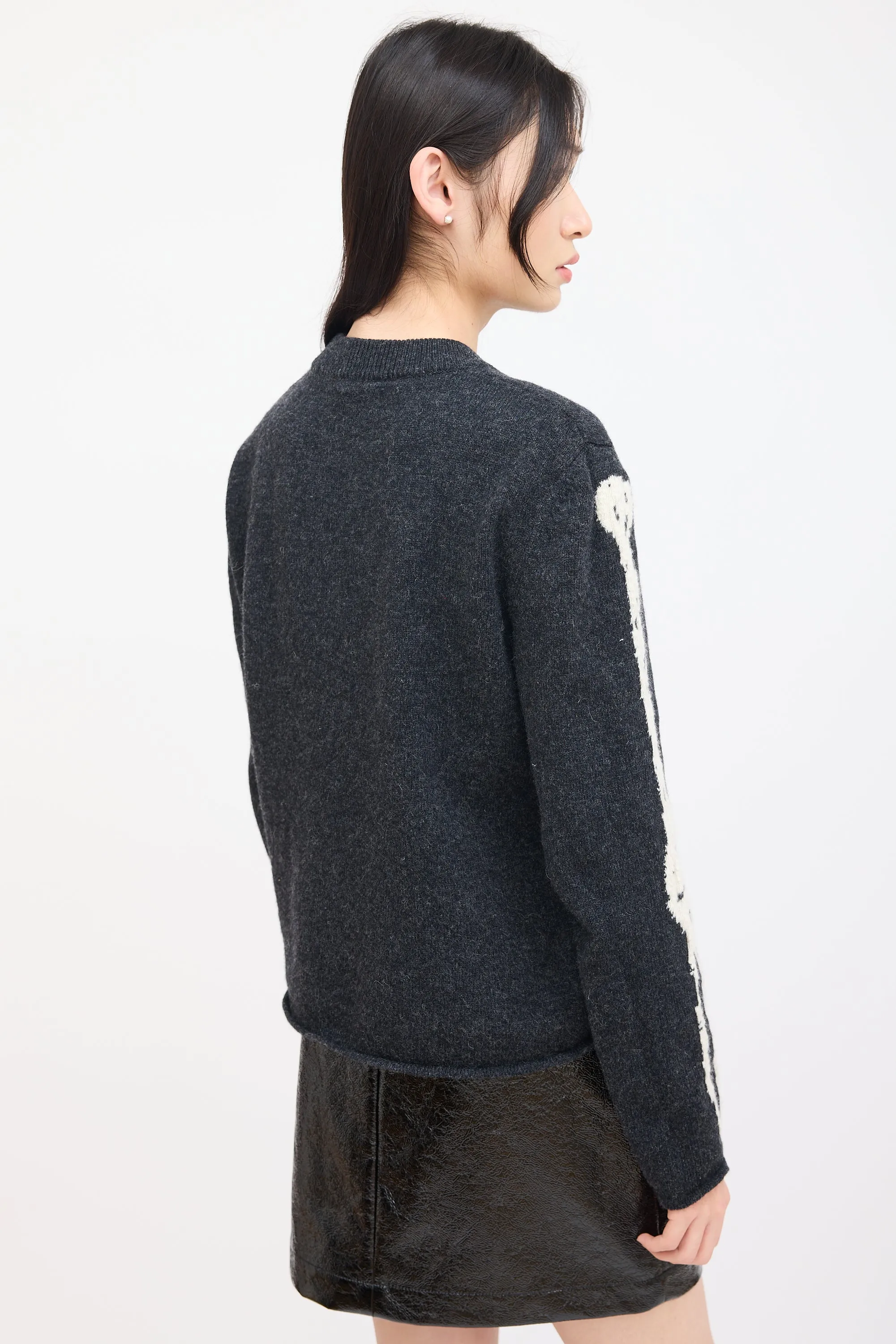 Dark Grey & Cream Knit Skeleton Sweater